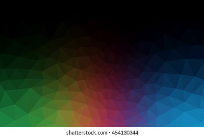 Multicolor dark polygonal illustration, which consist of triangles. Geometric background in Origami style with gradient. Triangular design for your business. Rainbow, spectrum image.