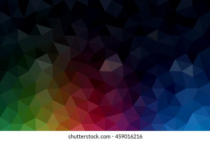 Multicolor dark polygonal illustration, which consist of triangles. Geometric background in Origami style with gradient. Triangular design for your business. Rainbow, spectrum image.