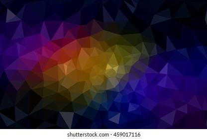 Multicolor dark polygonal illustration, which consist of triangles. Geometric background in Origami style with gradient. Triangular design for your business. Rainbow, spectrum image.