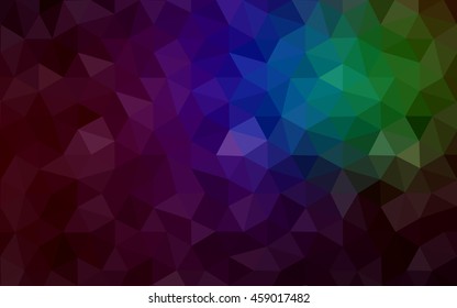 Multicolor dark polygonal illustration, which consist of triangles. Geometric background in Origami style with gradient. Triangular design for your business. Rainbow, spectrum image.