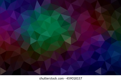 Multicolor dark polygonal illustration, which consist of triangles. Geometric background in Origami style with gradient. Triangular design for your business. Rainbow, spectrum image.