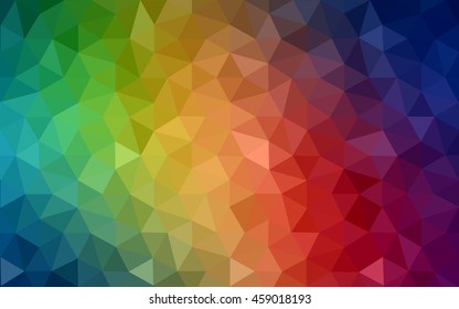 Multicolor dark polygonal illustration, which consist of triangles. Geometric background in Origami style with gradient. Triangular design for your business. Rainbow, spectrum image.