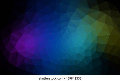 Multicolor dark polygonal illustration, which consist of triangles. Geometric background in Origami style with gradient. Triangular design for your business. Rainbow, spectrum image.