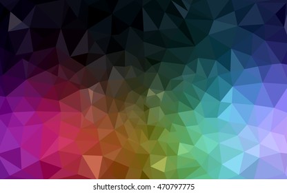 Multicolor dark polygonal illustration, which consist of triangles. Geometric background in Origami style with gradient. Triangular design for your business. Rainbow, spectrum image.