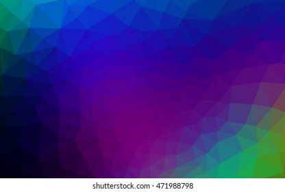 Multicolor dark polygonal illustration, which consist of triangles. Geometric background in Origami style with gradient. Triangular design for your business. Rainbow, spectrum image.