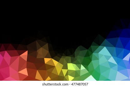 Multicolor dark polygonal illustration, which consist of triangles. Geometric background in Origami style with gradient. Triangular design for your business. Rainbow, spectrum image.