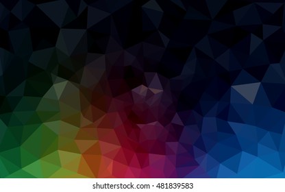 Multicolor dark polygonal illustration, which consist of triangles. Geometric background in Origami style with gradient. Triangular design for your business. Rainbow, spectrum image.