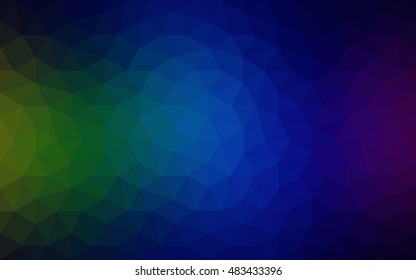 Multicolor dark polygonal illustration, which consist of triangles. Geometric background in Origami style with gradient. Triangular design for your business. Rainbow, spectrum image.