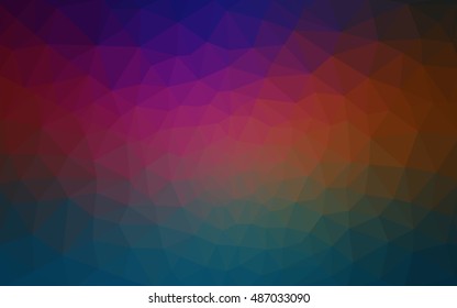 Multicolor dark polygonal illustration, which consist of triangles. Geometric background in Origami style with gradient. Triangular design for your business. Rainbow, spectrum image.
