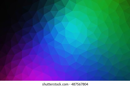 Multicolor dark polygonal illustration, which consist of triangles. Geometric background in Origami style with gradient. Triangular design for your business. Rainbow, spectrum image.