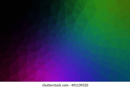 Multicolor dark polygonal illustration, which consist of triangles. Geometric background in Origami style with gradient. Triangular design for your business. Rainbow, spectrum image.