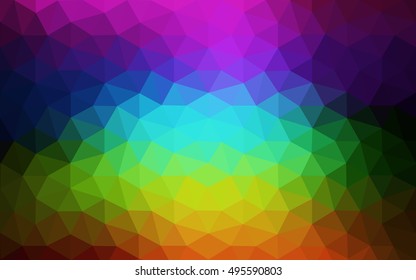 Multicolor dark polygonal illustration, which consist of triangles. Geometric background in Origami style with gradient. Triangular design for your business. Rainbow, spectrum image.