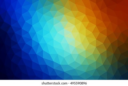 Multicolor dark polygonal illustration, which consist of triangles. Geometric background in Origami style with gradient. Triangular design for your business. Rainbow, spectrum image.