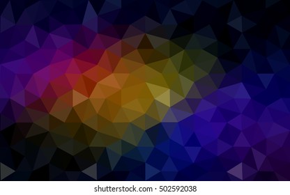 Multicolor dark polygonal illustration, which consist of triangles. Geometric background in Origami style with gradient. Triangular design for your business. Rainbow, spectrum image.