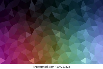 Multicolor dark polygonal illustration, which consist of triangles. Geometric background in Origami style with gradient. Triangular design for your business. Rainbow, spectrum image.