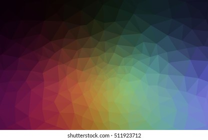 Multicolor dark polygonal illustration, which consist of triangles. Geometric background in Origami style with gradient. Triangular design for your business. Rainbow, spectrum image.