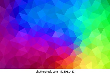 Multicolor dark polygonal illustration, which consist of triangles. Geometric background in Origami style with gradient. Triangular design for your business. Rainbow, spectrum image.