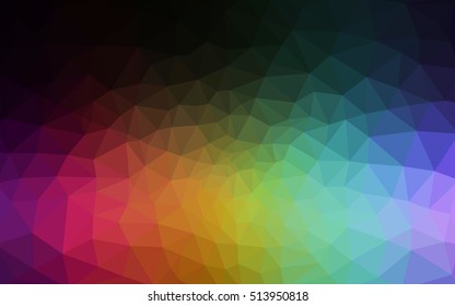 Multicolor dark polygonal illustration, which consist of triangles. Geometric background in Origami style with gradient. Triangular design for your business. Rainbow, spectrum image.