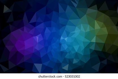 Multicolor dark polygonal illustration, which consist of triangles. Geometric background in Origami style with gradient. Triangular design for your business. Rainbow, spectrum image.