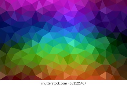 Multicolor dark polygonal illustration, which consist of triangles. Geometric background in Origami style with gradient. Triangular design for your business. Rainbow, spectrum image.