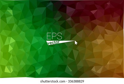 Multicolor dark red, green geometric rumpled triangular low poly origami style gradient illustration graphic background. Vector polygonal design for your business.
