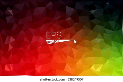 Multicolor dark red, green geometric rumpled triangular low poly origami style gradient illustration graphic background. Vector polygonal design for your business.