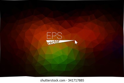 Multicolor dark red, green geometric rumpled triangular low poly origami style gradient illustration graphic background. Vector polygonal design for your business.