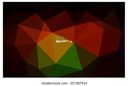 Multicolor dark red, green geometric rumpled triangular low poly origami style gradient illustration graphic background. Vector polygonal design for your business.