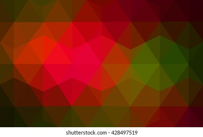 Multicolor dark red, green polygonal illustration, which consist of triangles. Geometric background in Origami style with gradient. Triangular design for your business.