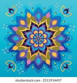 Multicolor Decorative Mandala Design, Diwali, Rangoli, Festival Vector Background