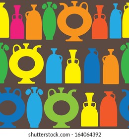 multicolor decorative vases icons of seamless pattern