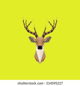 Multicolor Deer head In Beauty Lowpoly Geometric Illustration.