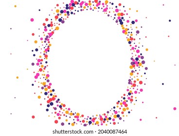 Multicolor Design Circle Wallpaper. Round Celebrate Texture. Pink Dot Dust. Confetti Orange Fun Frame. Event Illustration.
