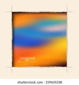 Multicolor Design Templates. Blurred Abstract Modern Vector Background. square ragged hole on coffee wall.