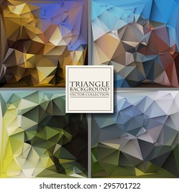 Multicolor Design Templates Set. Geometric Triangular Abstract Modern Vector Background. 