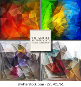 Multicolor Design Templates Set. Geometric Triangular Abstract Modern Vector Background. 
