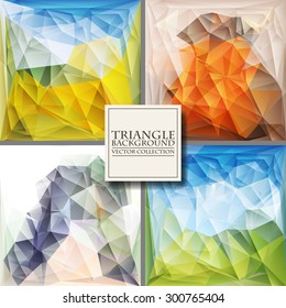 Multicolor Design Templates Set. Geometric Triangular Abstract Modern Vector Background. 