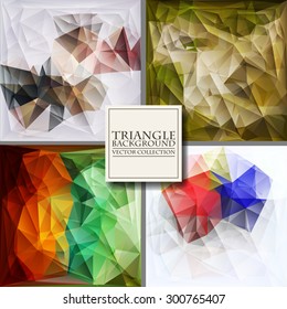 Multicolor Design Templates Set. Geometric Triangular Abstract Modern Vector Background. 