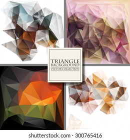 Multicolor Design Templates Set. Geometric Triangular Abstract Modern Vector Background. 