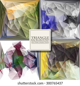 Multicolor Design Templates Set. Geometric Triangular Abstract Modern Vector Background. 