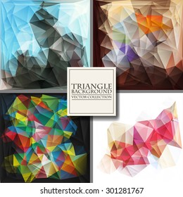 Multicolor Design Templates Set. Geometric Triangular Abstract Modern Vector Background. 