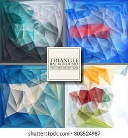 Multicolor Design Templates Set. Geometric Triangular Abstract Modern Vector Background. 