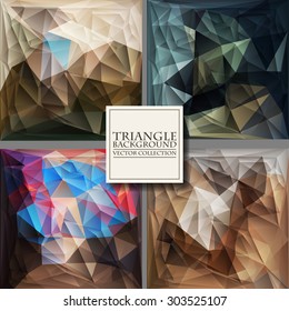 Multicolor Design Templates Set. Geometric Triangular Abstract Modern Vector Background. 