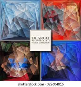 Multicolor Design Templates Set. Geometric Triangular Abstract Modern Vector Background. 