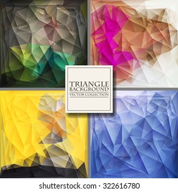 Multicolor Design Templates Set. Geometric Triangular Abstract Modern Vector Background. 