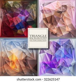 Multicolor Design Templates Set. Geometric Triangular Abstract Modern Vector Background. 