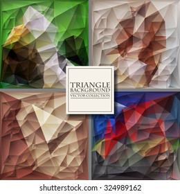 Multicolor Design Templates Set. Geometric Triangular Abstract Modern Vector Background. 