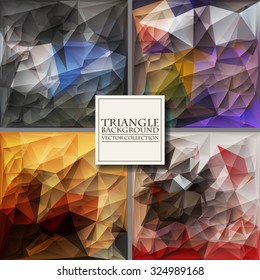 Multicolor Design Templates Set. Geometric Triangular Abstract Modern Vector Background. 