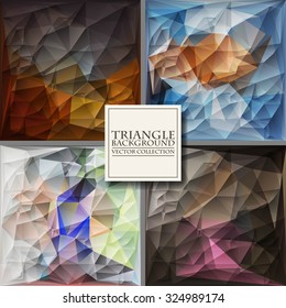 Multicolor Design Templates Set. Geometric Triangular Abstract Modern Vector Background. 