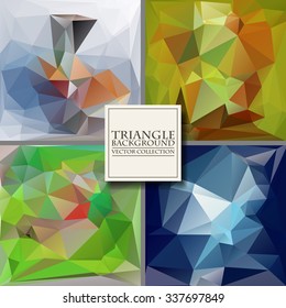 Multicolor Design Templates Set. Geometric Triangular Abstract Modern Vector Background. 